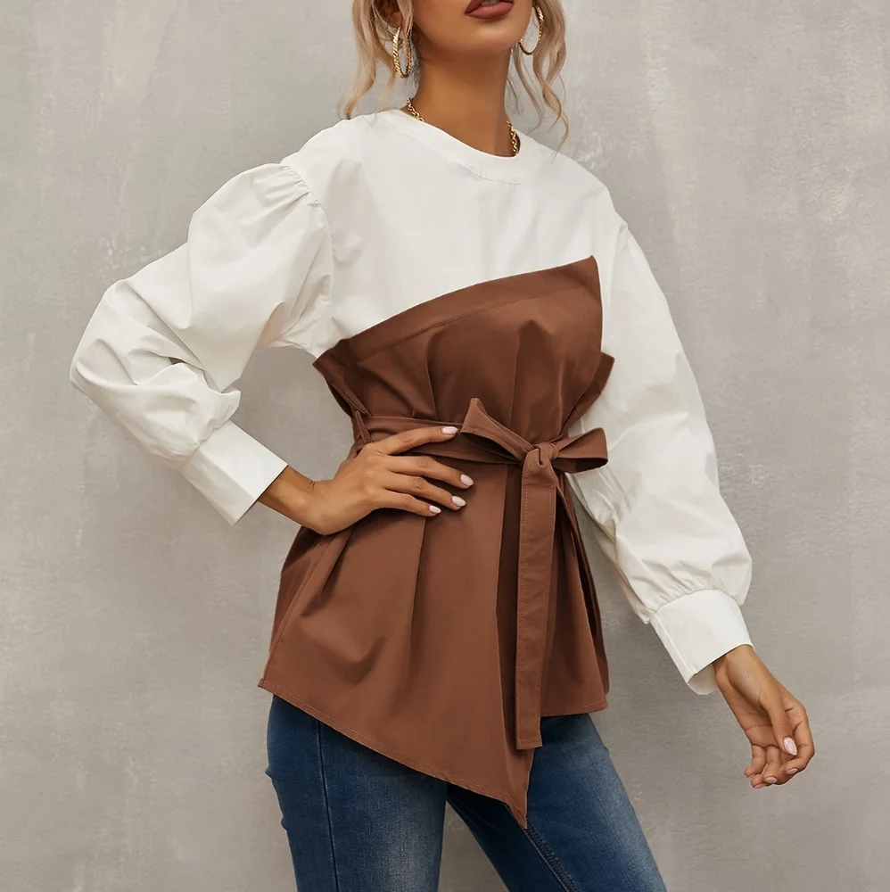 Keyhole Back Belted 2 In 1 Top - Picture 2 of 4